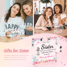 Sister Birthday Gifts from Sister, Sister Gifts - Acrylic Puzzle Piece Plaque 4.7 × 3.8 × 0.6 inch, Sister Gifts from Sister, Sister in Law Gifts, Best Sister Ever Gift