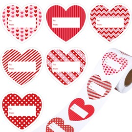 JarThenaAMCS JarThenaAMCS 300Pcs Valentine's Day Tag Stickers Heart to & from Gift Name Tag Self-Adhesive Labels for Holidays and Birthdays Decoration