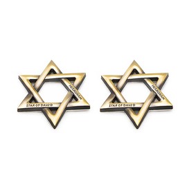 CARRUN 2 PCS 3D Hexagram Six Pointed Star Metal Emblem Car Motorcycles Side Emblem Badge Decal Auto Auto Styling Car Accessories (Bronze)