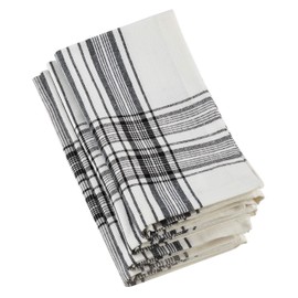 Occasion Gallery Black & White 100% Cotton Any Occasion Plaid Cloth Napkins (Set of 4), 20" Square