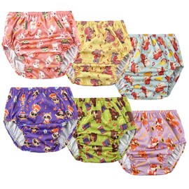 BISENKID 6 Packs Waterproof Plastic Training Pants for Toddlers Training Underwear Girls Good Elastic Plastic Underwear for Toddlers Girls 3t