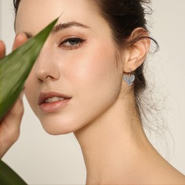 Owl Earrings Sterling Silver Oxidized Textured Owl Dangle Earrings Leverback Animals Jewelry Gifts for Women Men Teen Girls