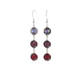 pewterhooter Women's Sterling Silver Sparkling Ruby, Amethyst and Manhattan Sunset Drop Earrings
