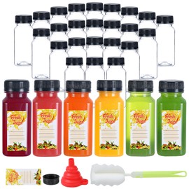 Mrhuazhai 30pcs 6oz Empty Plastic Juice Bottles with Caps Reusable PET Food Grade Drink Bottles with Leak-Proof Tamper Evident Caps Bulk Clear Beverage Containers for Homemade Drinks Smoothie Milk