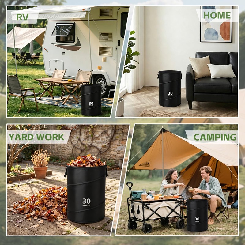 Purpeak 2 Pack Collapsible Pop up Trash Cans for Camping