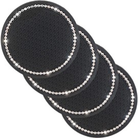 MACHSWON 2.75 Inch Cup Holder Car Coasters 4 Pcs Vehicle Cup Coasters Shiny Car Accessories Cute Black Car Cup Holder for Women, Birthday, Party, Gift