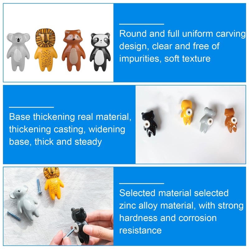 WIYETY Cabinet Knobs Animals Ceramic Furniture Knobs: Pack of 4