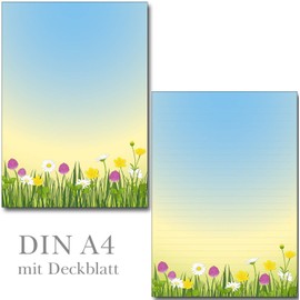 Spring Meadow Writing Pad Set – 1 Writing Pad with Lines DIN A4 + 15 Envelopes DIN Long 7550-F