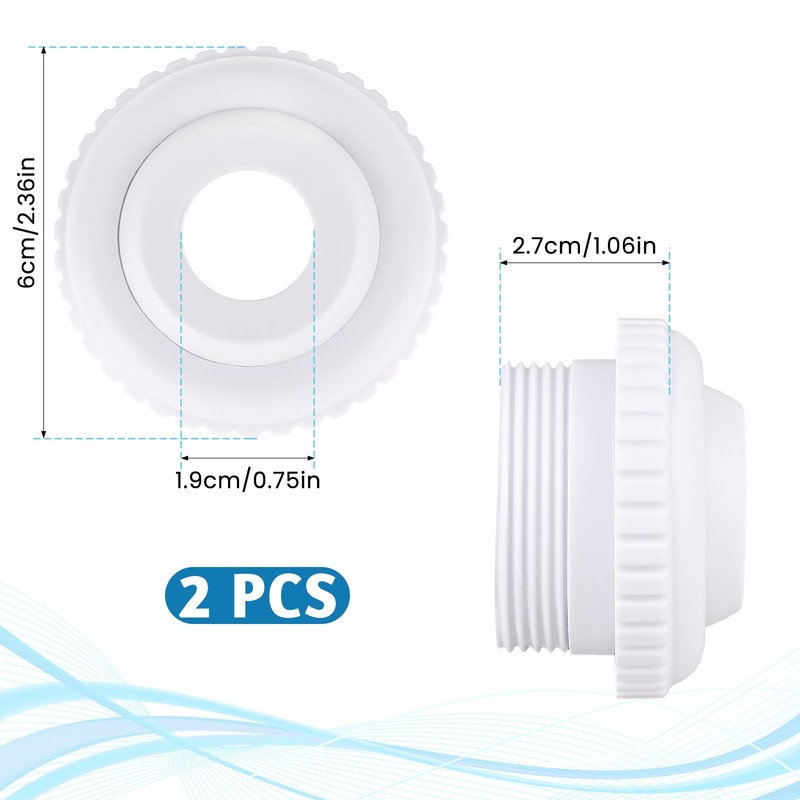 Zyghjort 2 Pack Pool Jet Nozzles, 3/4-Inch Swimming Pool Return