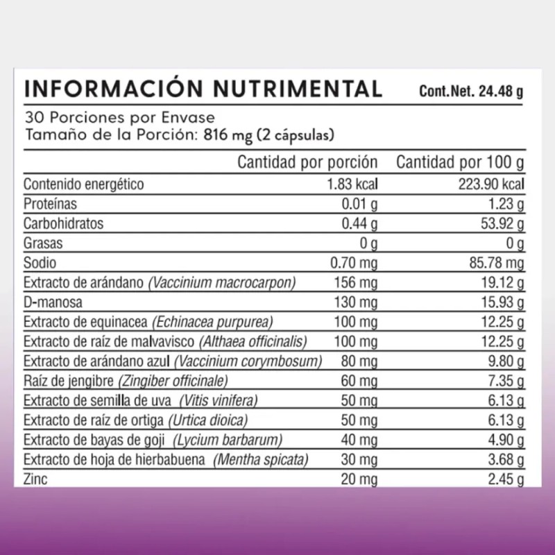 Vitaminas Salud Urinaria Con Cranberry Y D-manosa 60 Cáps Hh