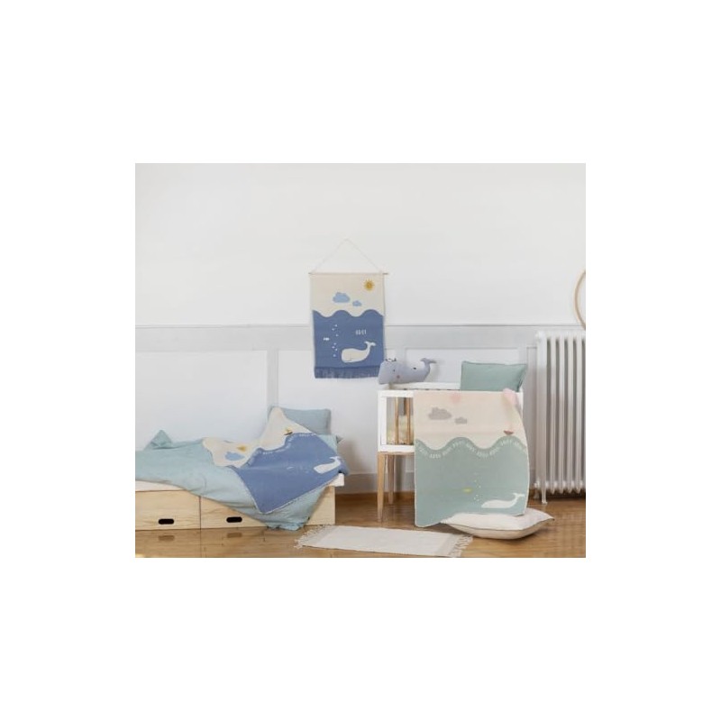 David Fussenegger Baby and Children's Blanket Juwel Whale Medium Blue