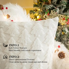 UBRAVE Cushion Cover 45 x 45 cm, Set of 2 Christmas Cushion Covers, Fluffy Artificial Fur Sofa Cushion with Zip, Winter Decorative Cushion Cover Couch Living Room Decoration, White and Green