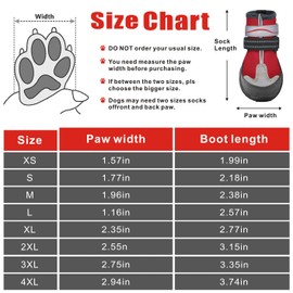 Dog Shoes, Otunrues Dog Shoes for Small Medium Large Dogs, Anti-Slip Dog Boot with Reflective, Waterproof Dog Booties & Paw Protectors for Winter Snowy Hot Pavement Day (Red, XS)