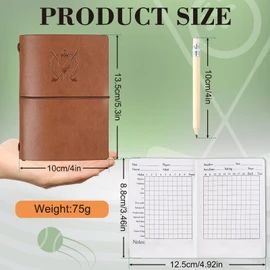 ARCHEREST Golf Scorecard Book with Pencil, Waterproof Leather Golf Scorecard Notebook Log Journal Holder with Pages for Men Golfers, Sports and Outdoor Club Accessories, Brown