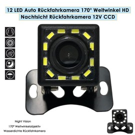 iFreGo HD Rückfahrkamera Auto Wired Universal 170 Grad Weitwinkelobjektiv Kamera 12 LED Backup-Kamera 100% Wasserdicht wasserdichte Nachtsicht für Rückfahrhilfe
