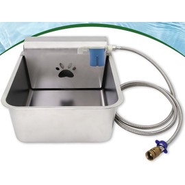 5Gal/20L Automatic Water Dispenser for Dogs,Large Size Stainless Steel Bowl,Self Filling Auto Water Bowl Outdoor for Livestock Animal Drinking