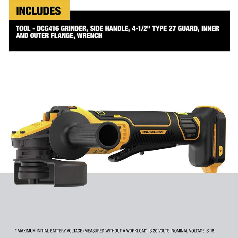 DEWALT DEWALT FLEXVOLT ADVANTAGE 20V MAX* Angle Grinder, Paddle Switch,