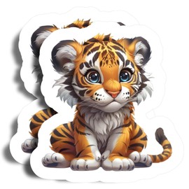 Cute Little Cub Stickers - 5" On Longest Side - Animal Zoo Jungle - 2 Pack - High Adhesive Tack - Bumper Stickers for Cars, Truck, SUV - Made in USA - PLDFS2221
