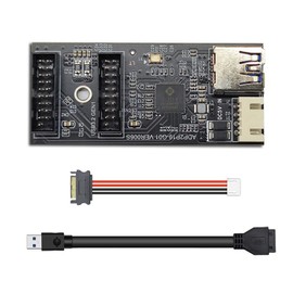 CY Card Single 19/20Pin Header to USB 3.0 19/20Pin Dual Ports Female PCBA Type Adapter Splitter HUB 5Gbps