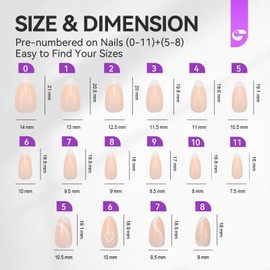 Gelike ec Soft Gel Press On Nails: Short Almond X-French Nails Tips, Short Full Cover Nails for Sticking on for Salon Quality, Comfortable to Wear, 160 Pieces, 12 Sizes (French with Design)-0016