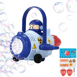Airplane Bubble Gun for Toddlers Kids, Automatic Bubble Machine with Light DIY Sticker, Leak-Proof Portable Bubble Maker Outdoor Toys Birthday Gift for Boys and Girls