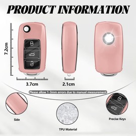 TOOMUME Key Case TPU Glossy Transparent Car Key Cover Fits VW Volkswagen Golf 4/5/6 Multivan T5 Polo Up Caddy Beetle Sharan Jetta Bora Seat Ibiza Skoda Fabia