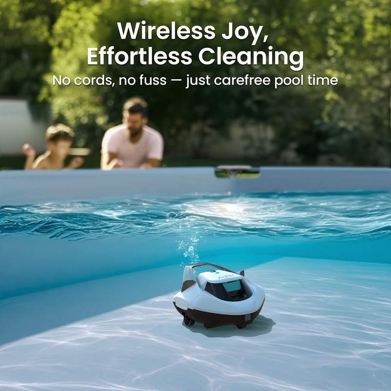 AIPER Cordless Robotic Pool Vacuum, Self-Parking Technology, Portable, Ideal for