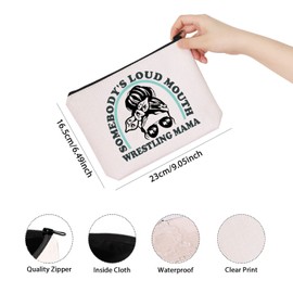 TSOTMO Novelty Wrestling Mom Gift Somebody’s Loud Mouth Wrestling Mama Zipper Pouch Makeup Bag (WRESTLING MAMA)