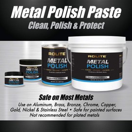Rolite Metal Polish Paste, 4.5 oz, Industrial Strength Scratch Remover & Cleaner for Aluminum, Chrome, Stainless Steel, Restores Shine to All Metals, Heavy-Duty Polishing Paste