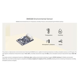 BME688 Environmental Sensor, AI-Enhanced, Monitors Temperature, Humidity, Pressure & Gas, I2C/SPI, 3.3V/5V Compatible for Raspberry Pi, Arduino, ESP32 with AI Function