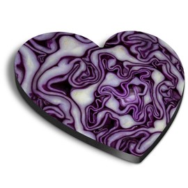 1x Heart MDF Magnet 6cm - Macro Red Purple Cabbage - Fridge Locker Office Whiteboard Toolbox #51390