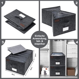 MEKAA® Hosen Organizer Für Kleiderschrank - 2er-Set - Perfekte Schrank Organizer Ihrer Hosen, Pullover etc. - Stapelbare & Faltbare Kleiderschrank Organizer - Anthrazit - 28x40x20cm