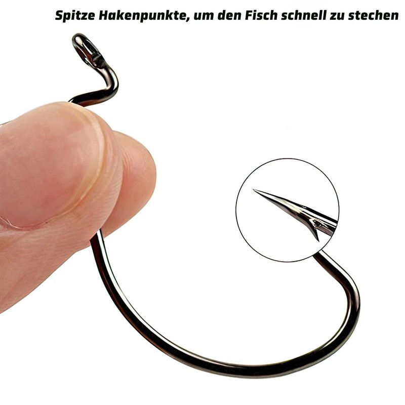 Piscorush Offset Worm Jig Hook Bass Fishing Hook 3X Strong