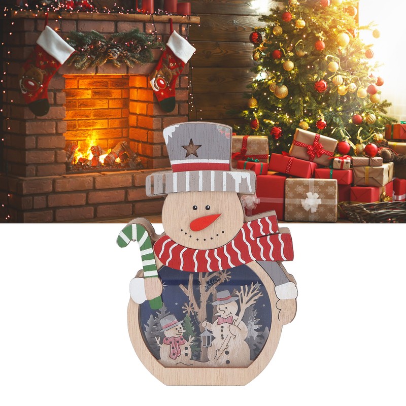 Luminous Christmas Ornament LED Light Emitting Wooden Christmas Decorations Ornaments