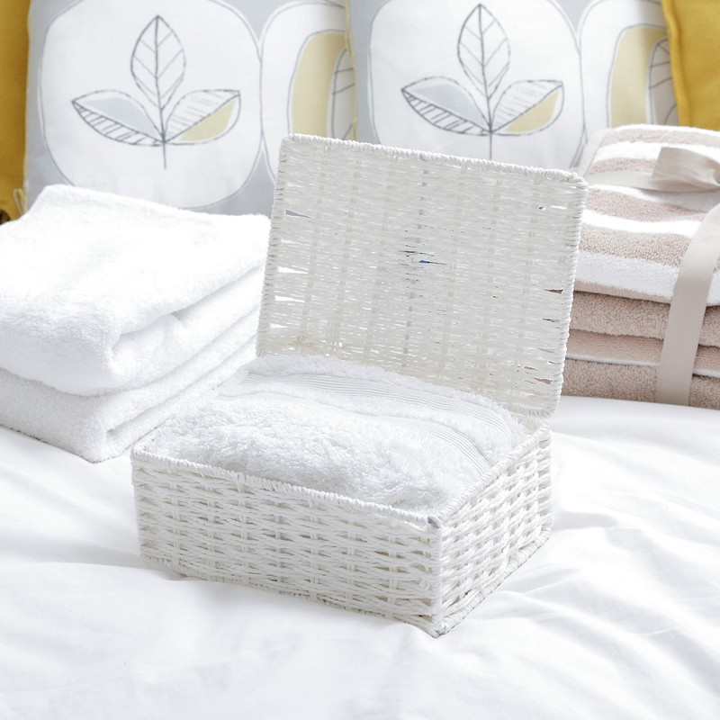 2 x Arpan Paper Rope Storage Hamper Basket With Lid