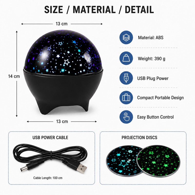 Star Projector Night Light for Kids – 7-Mode Galaxy Moon
