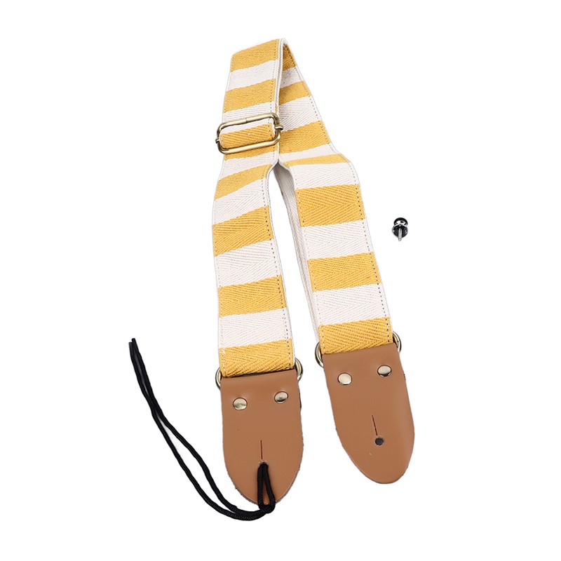 Guitar Strap Stylish Stripe Pattern Thickened Cotton Leather Adjustable Guitar
