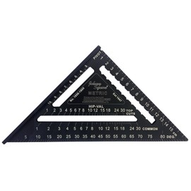 Johnson Level & Tool 1956-1800 18cm Metric Johnny Square, Professional Easy-Read Aluminum Rafter Square w/out Manual