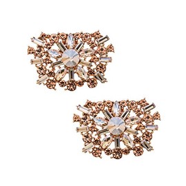 Douqu A Pair Vintage Style Bling Rhinestone Crystal Wedding Bridal Trapezoid Shoe Clips Jewelry (Gold)