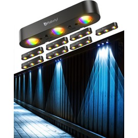 FabStyl Solar Outdoor Fence Lights 8 Pack, Upgraded 50LM RGB Outdoor Wall Lights with Sync Group Control & 10 Light Modes, Fence Solar Light Outdoor Waterproof IP65 for Outside Porch Wall
