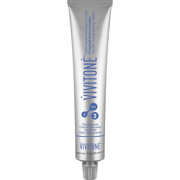 Vivitone Permanent Cream Color (7NN Double Natural Blonde) 3oz. - 100% Grey Coverage, Long Lasting Shine, Made in Italy.