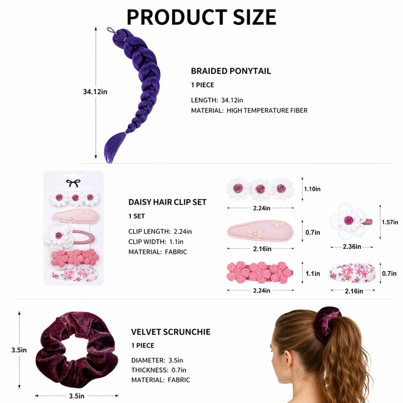 Hair Accessories Set - Ponytail Extensions - Claw Clip Set