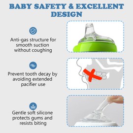 Spout Sippy Cup Nipples for Comotomo Baby Bottles, Transition Cup Food Grade Silicone Soft Nipple, 6m+, Pack of 4