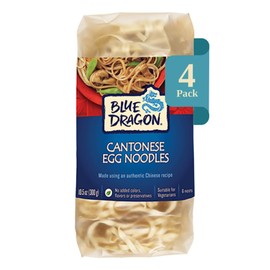 Blue Dragon Medium Cantonese Egg Noodles - 10.5oz (Pack of 4) - Traditional Cantonese-Style Noodle Nests Made with Wheat Flour & Egg - Quick & Versatile Base for Stir-Fries, Chow Mein, Soups & Noodle Bowls