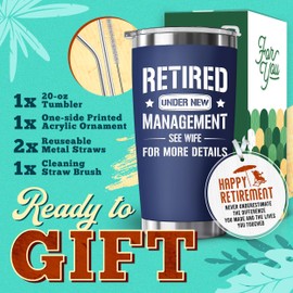 HEXMOZ Retirement Gifts for Men 2024 - Best Retirement Gifts, Funny Retired Gift for Men, Happy Retirement Cool Ideas for Husband, Dad, Boss, Coworker Retirement Party Decoration 20oz Navy Tumbler Cup