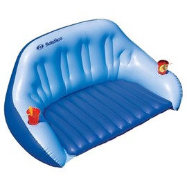 SOLSTICE Inflatable Pool Lounger Float for Relaxation – Raft for Group Pool, Beach & Lake Use, Duo Love Seat with Convertible Leg Rest, Blue