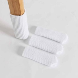 Pack of 24 Furniture Leg Socks - Chair Socks Non-Slip Knitted Protective Caps for Chair Legs Thick Elastic Chair Leg Protectors Avoid Scratches and Noise, Suitable for Chair Legs 7-18 cm - White