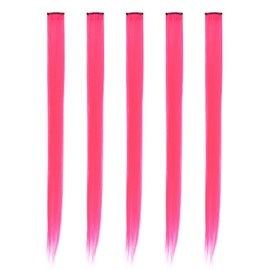 5 Piece Extensions Set Hair Extensions with Clip Wig Party Cosplay Point Wig (Rose Pink)