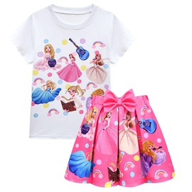 MSSmile-FANKID Girls Princess Dress Adorable Dress for Musical Concert-Lovely Kids Dress Up Outfits Birthday Party(Rose22,140CM/6-7Y)