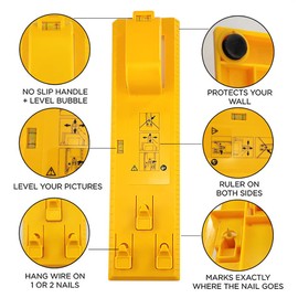 ANCLLO Picture Hanging Tool with Level Easy Frame Picture Hanger Wall Hanging Kit-Yellow Hanging Tool